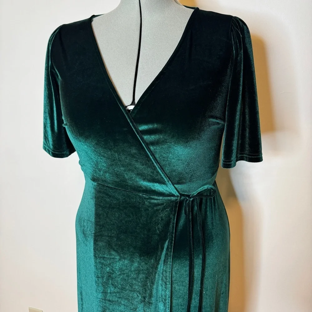 Baltic Born Velvet Green Wrap Dress